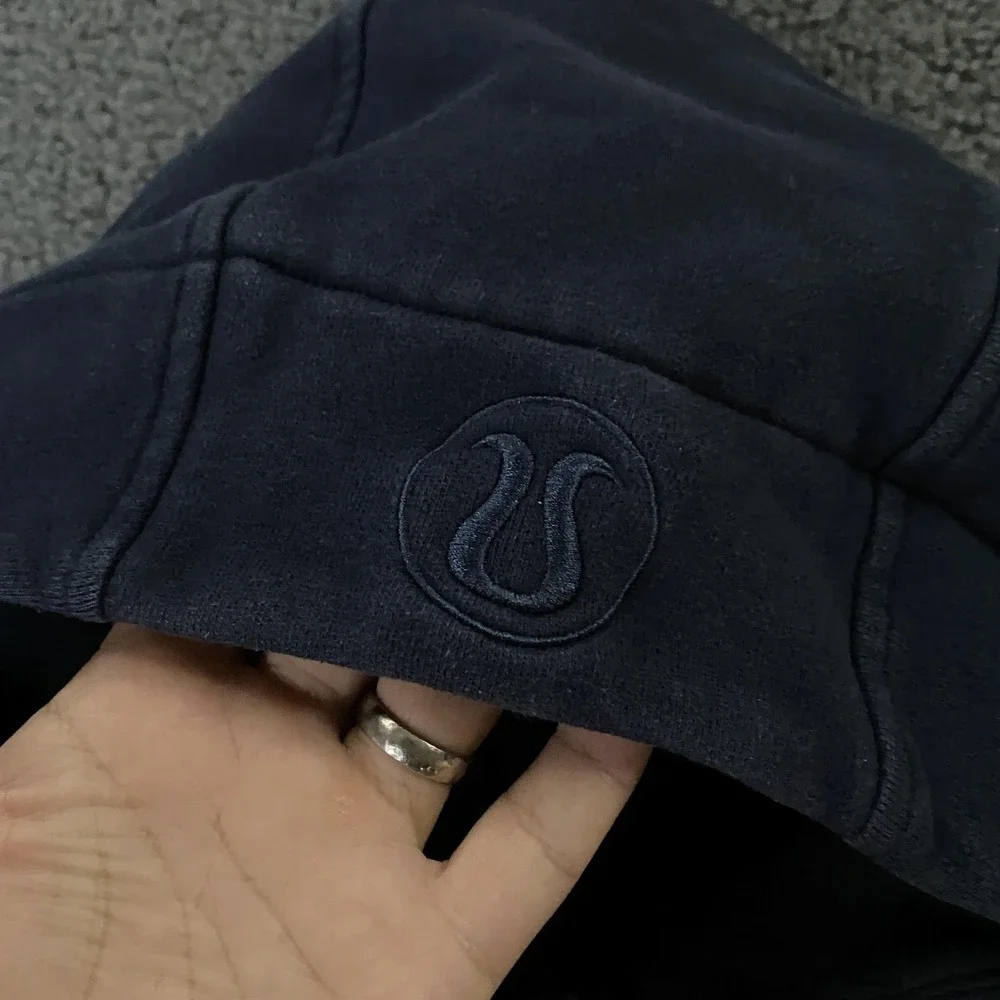 Lululemon Hoodie Womens 2 Blue Scuba Full Zip Fleece Slim Fit Logo Sweatshirt